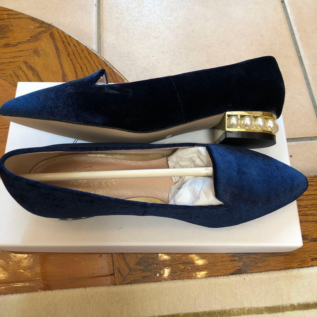 お値下げ！未着用♡セブントゥエルヴサーティ　パールが素敵なベルベットローファー♡