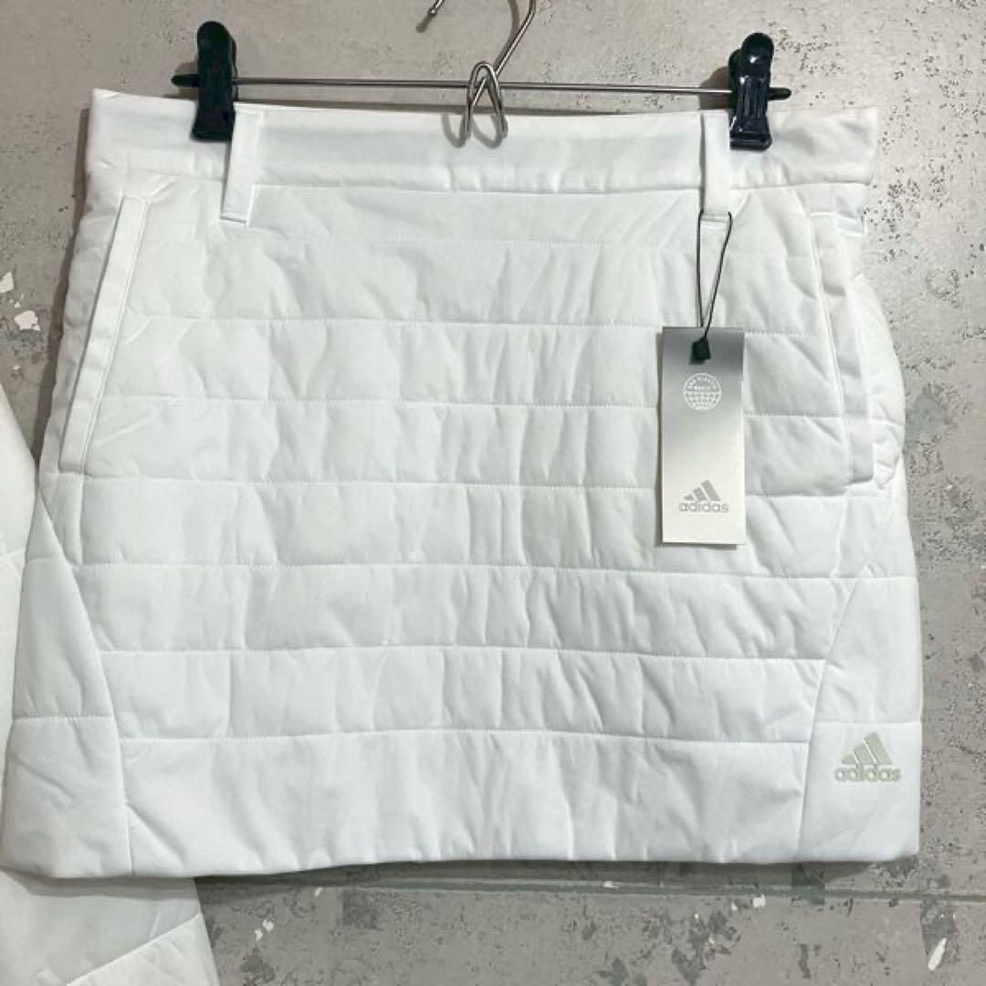 新品 レディースS adidasゴルフキルティング中綿ジャケット&スカート 白