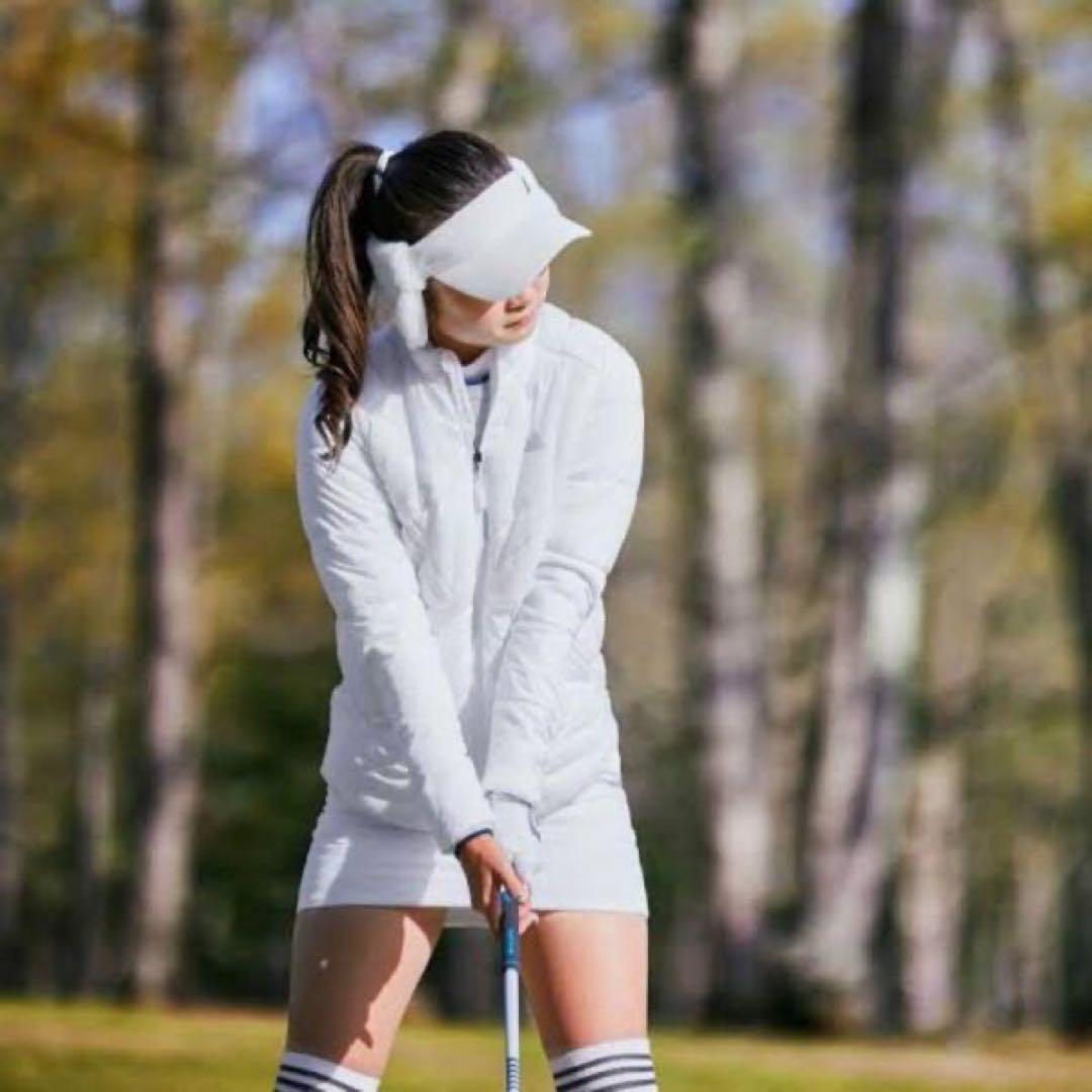 新品 レディースS adidasゴルフキルティング中綿ジャケット&スカート 白