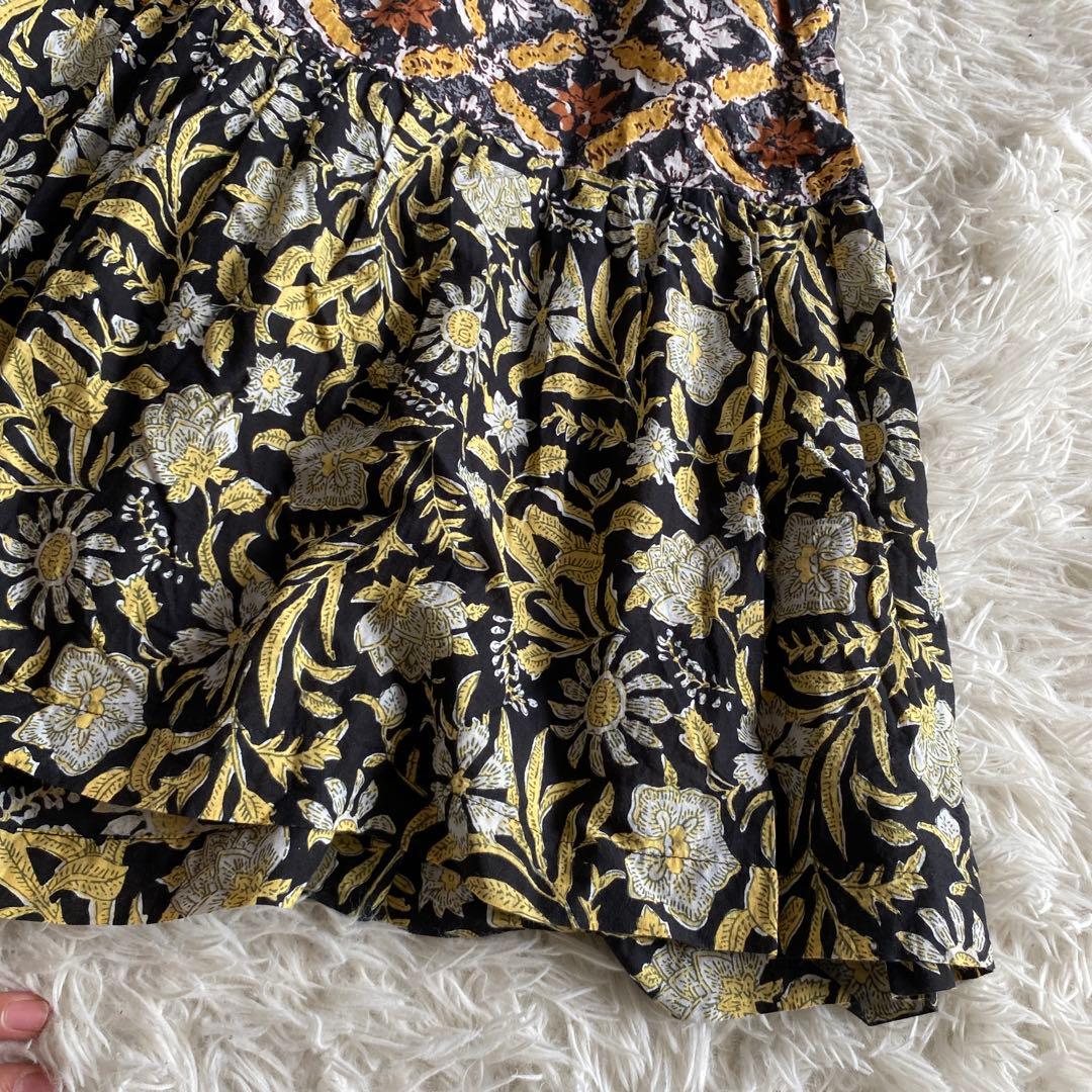 つぶつぶフリーダ　ワンピース　インド四段パッチワークティアードワンピース