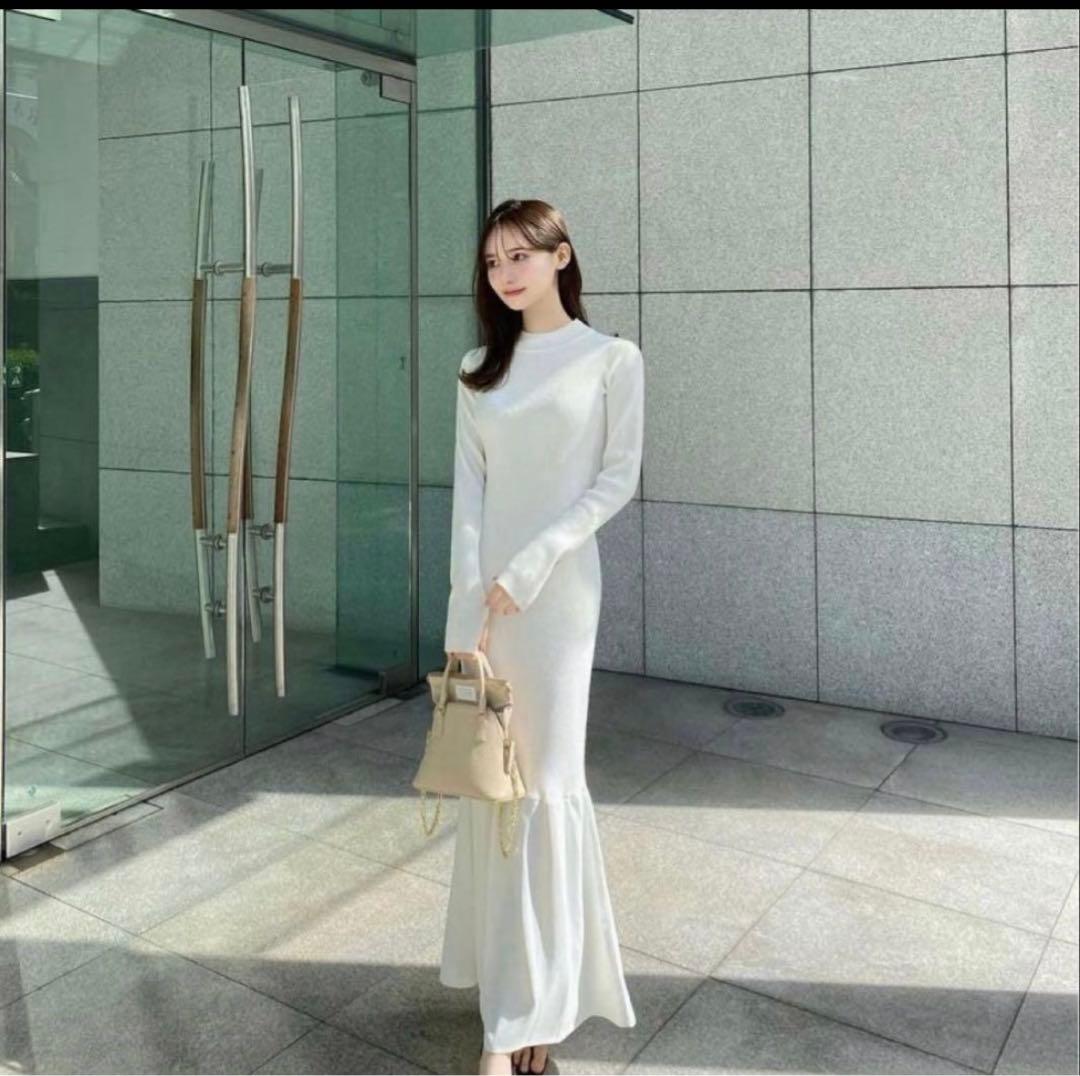 【美品】maison celon rib knit docking dress
