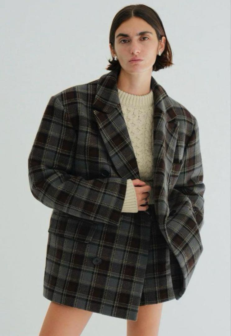 ジャケット・アウター CLANE OVER SHOULDER PEAKED LAPEL COAT