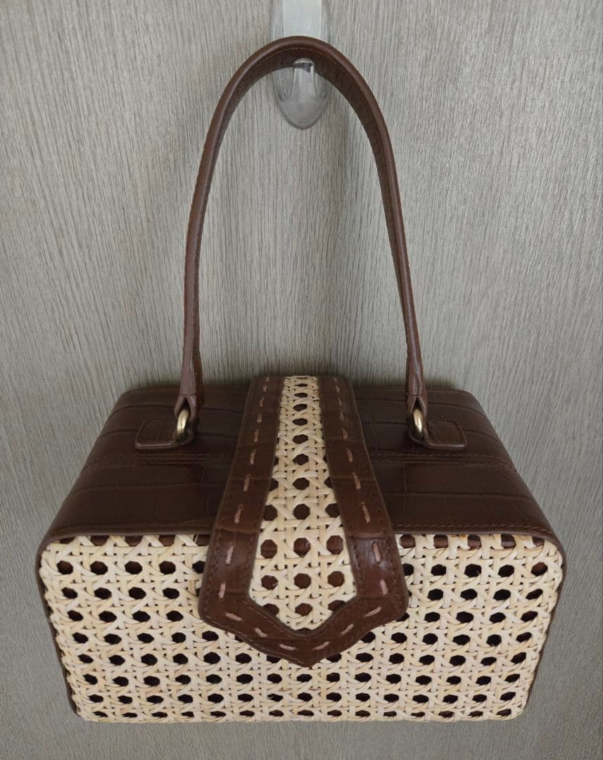 美品 ☆ MEHRY MU　メヘリームー　牛革&籐かごバッグ