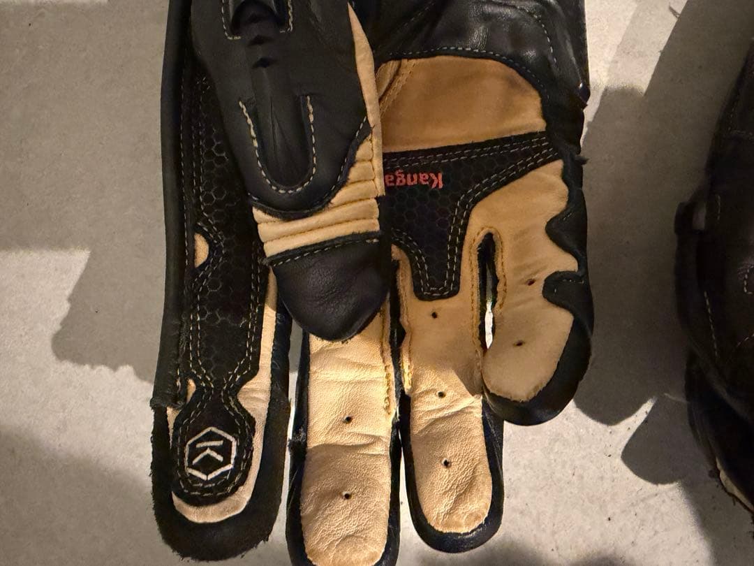 KNOXノックスバイクグローブ ブラックレザープロテクション