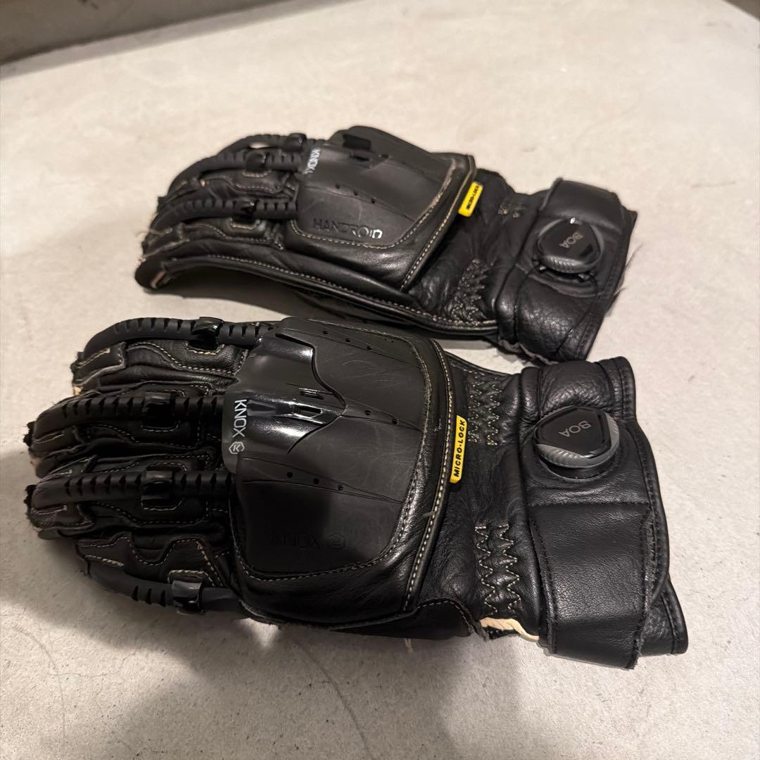 KNOXノックスバイクグローブ ブラックレザープロテクション