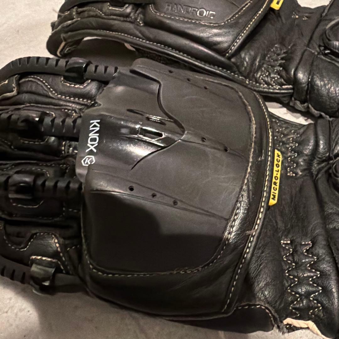 KNOXノックスバイクグローブ ブラックレザープロテクション
