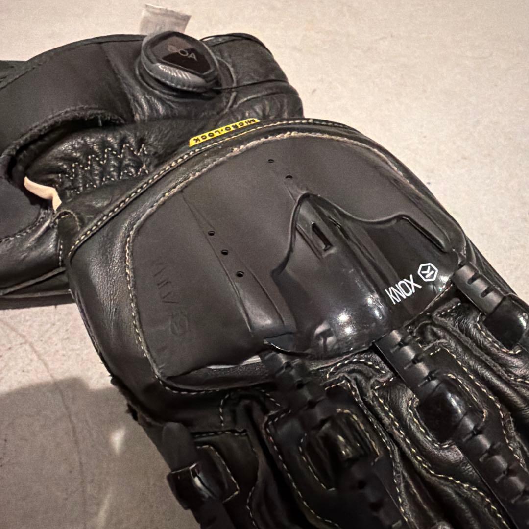 KNOXノックスバイクグローブ ブラックレザープロテクション