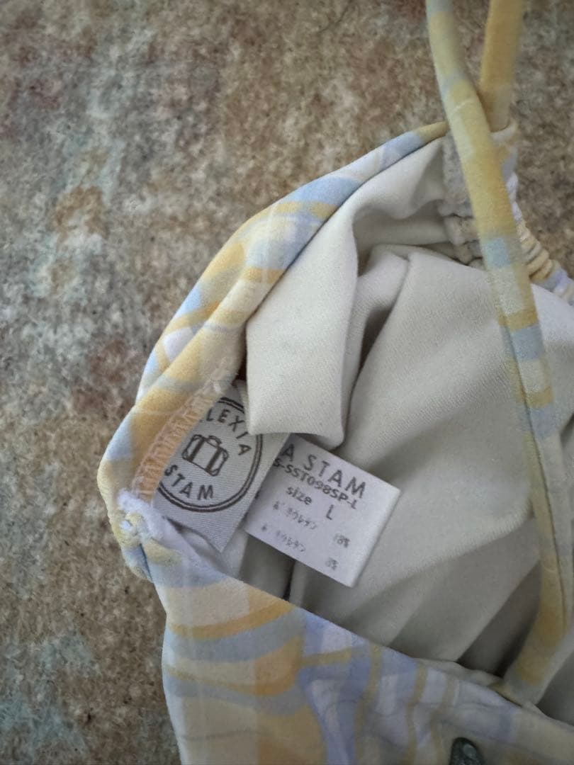 alexiastam チェック柄ブラトップ水着 L