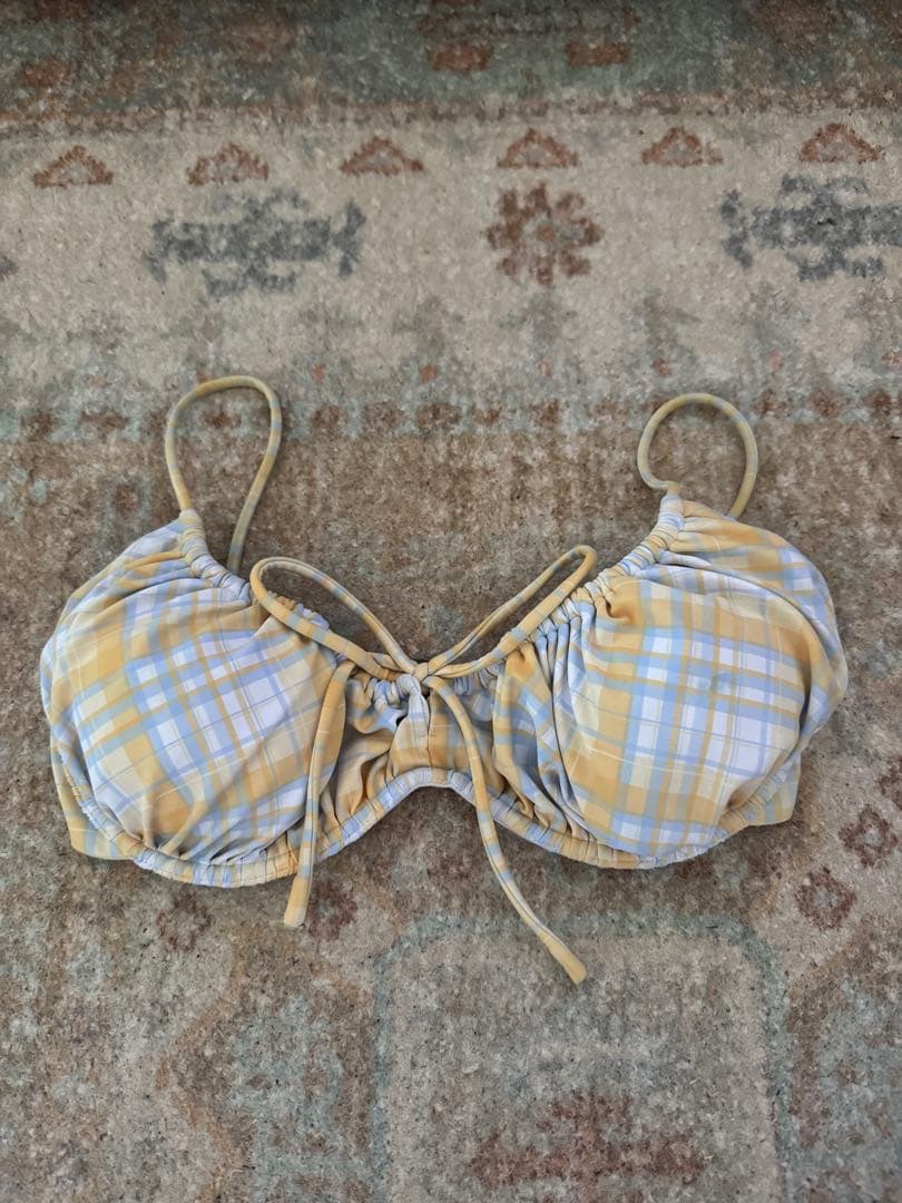 alexiastam チェック柄ブラトップ水着 L