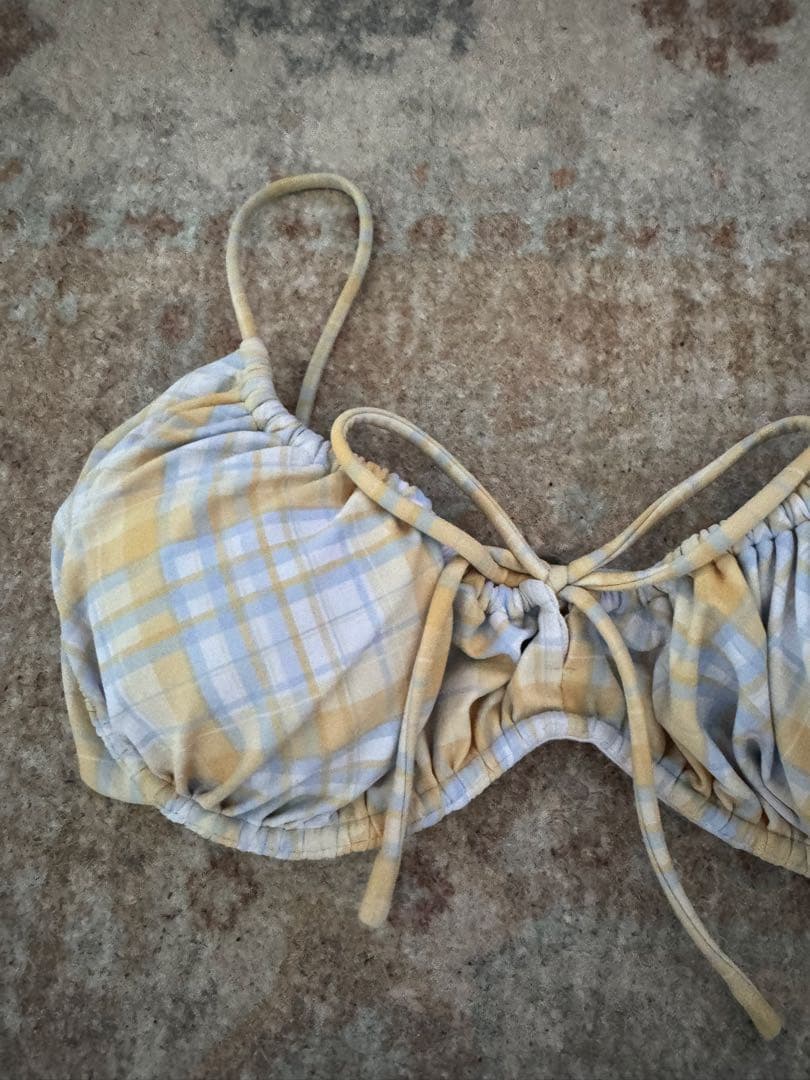 alexiastam チェック柄ブラトップ水着 L