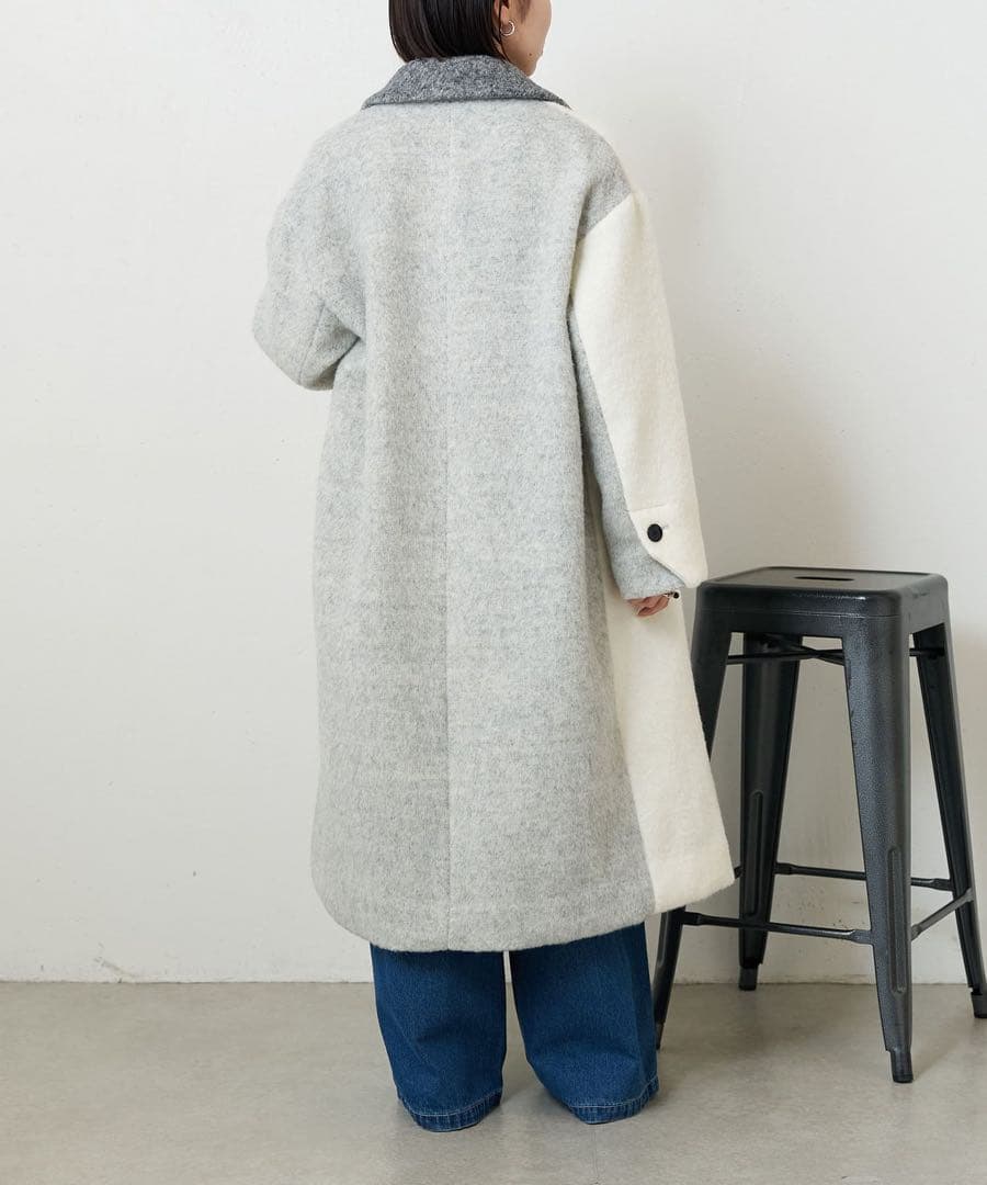 値下げ！新品　今季　完売品　ジェナ　3配色テーラーコート　チャコールグレー