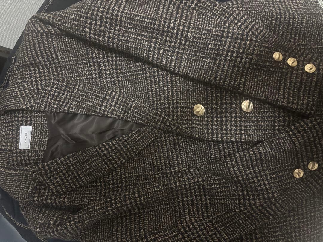 ORGUE オルグ オーバーチェック ジャケットSテーラードジャケット ブラウン