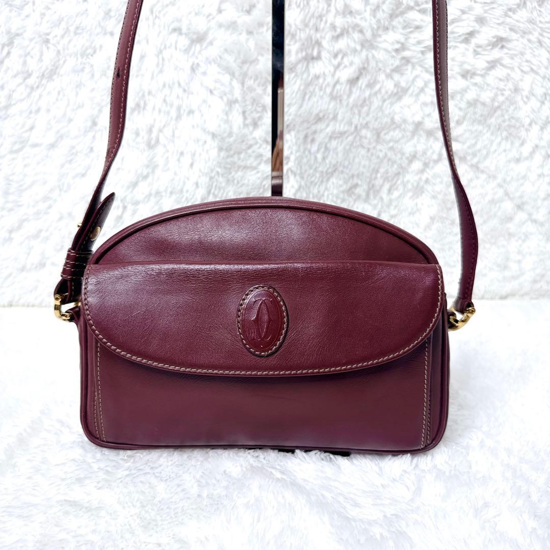 Cartier カルティエ マストライン ショルダーバッグ ボルドー ゴールド金