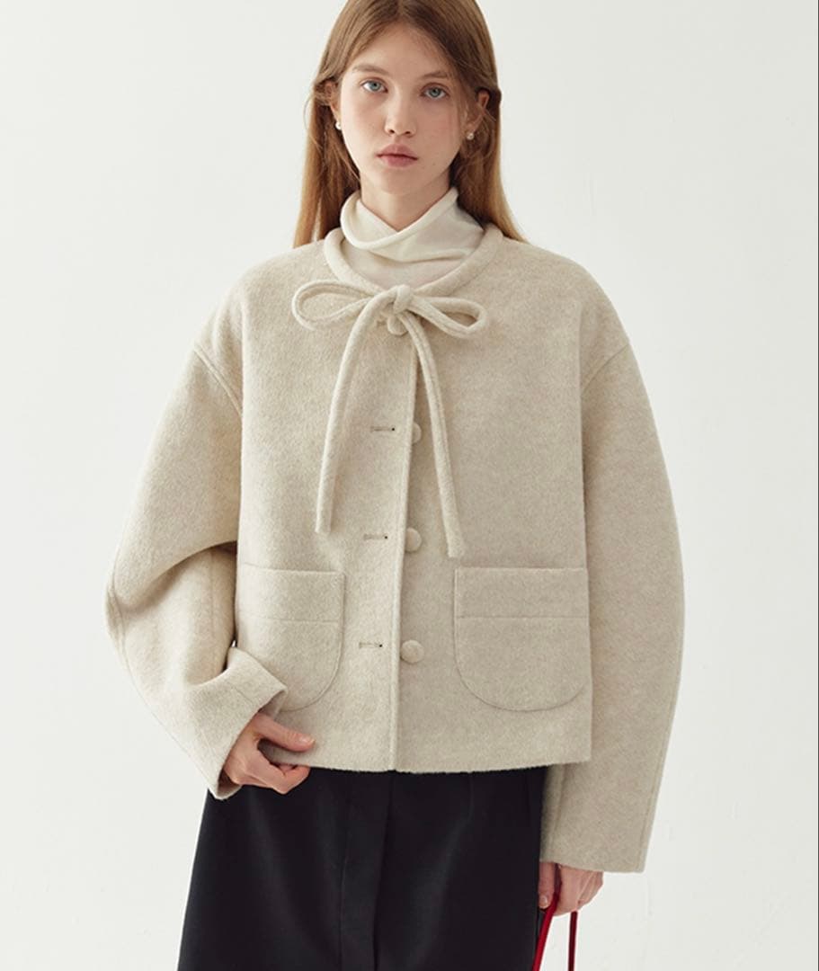 リボンタイ ショートウールコート FQ24W101【Fano Studios】