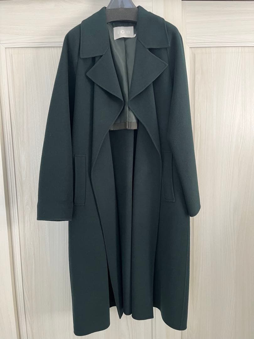 ICBウールリバー ロングトレンチコートミッドグリーン系/6