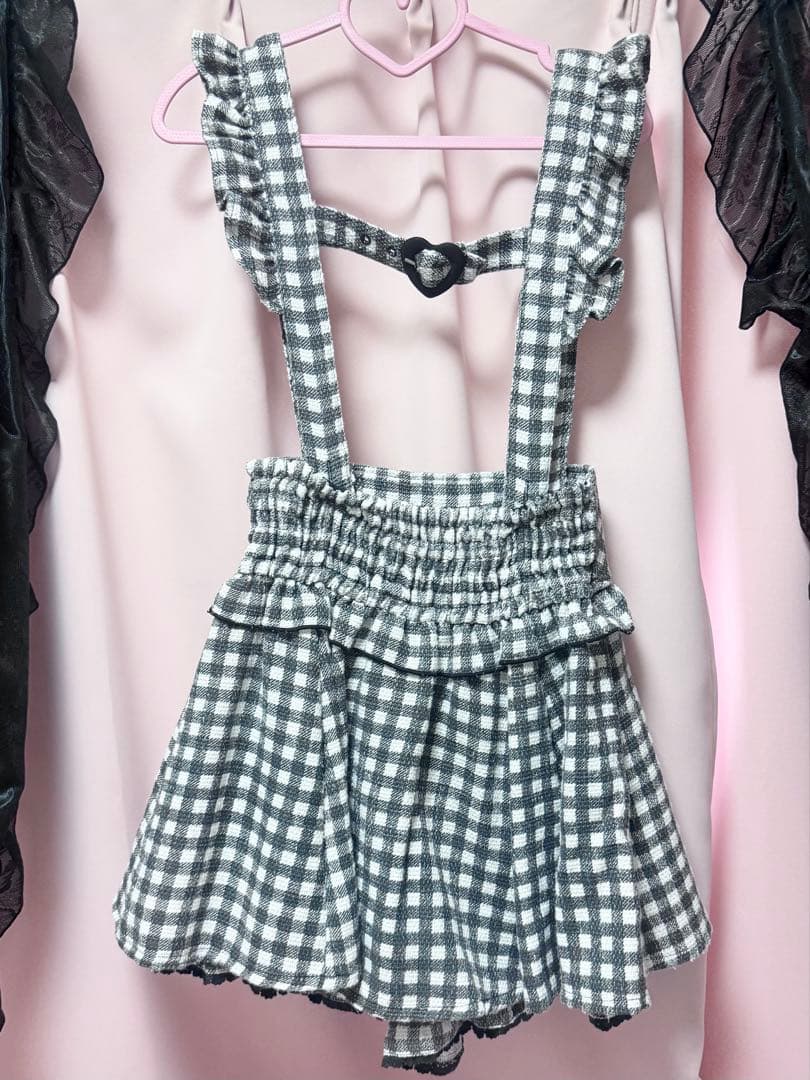 リズリサ ギンガムツイードサスペンダー付スカパン