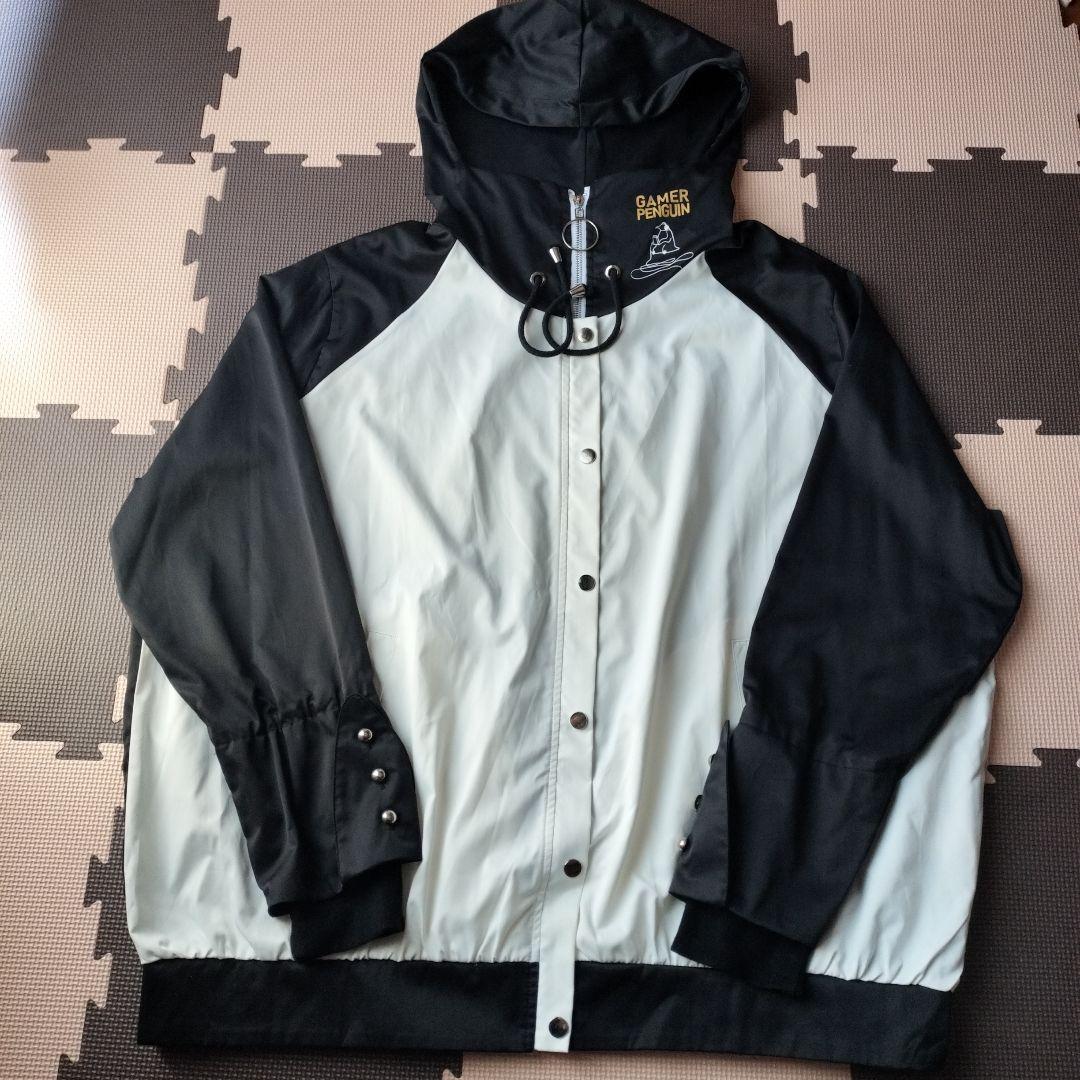 ゲーマーペンギン パーカーハイネック 赤倉さん レディース M〜LL 白黒