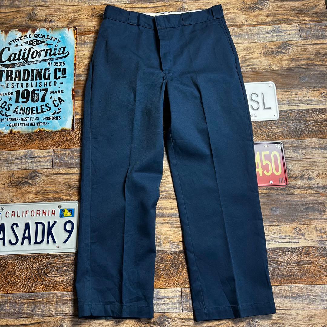 お*し様 90s USA製 Dickies 874 ワークパンツ ネイビー W3