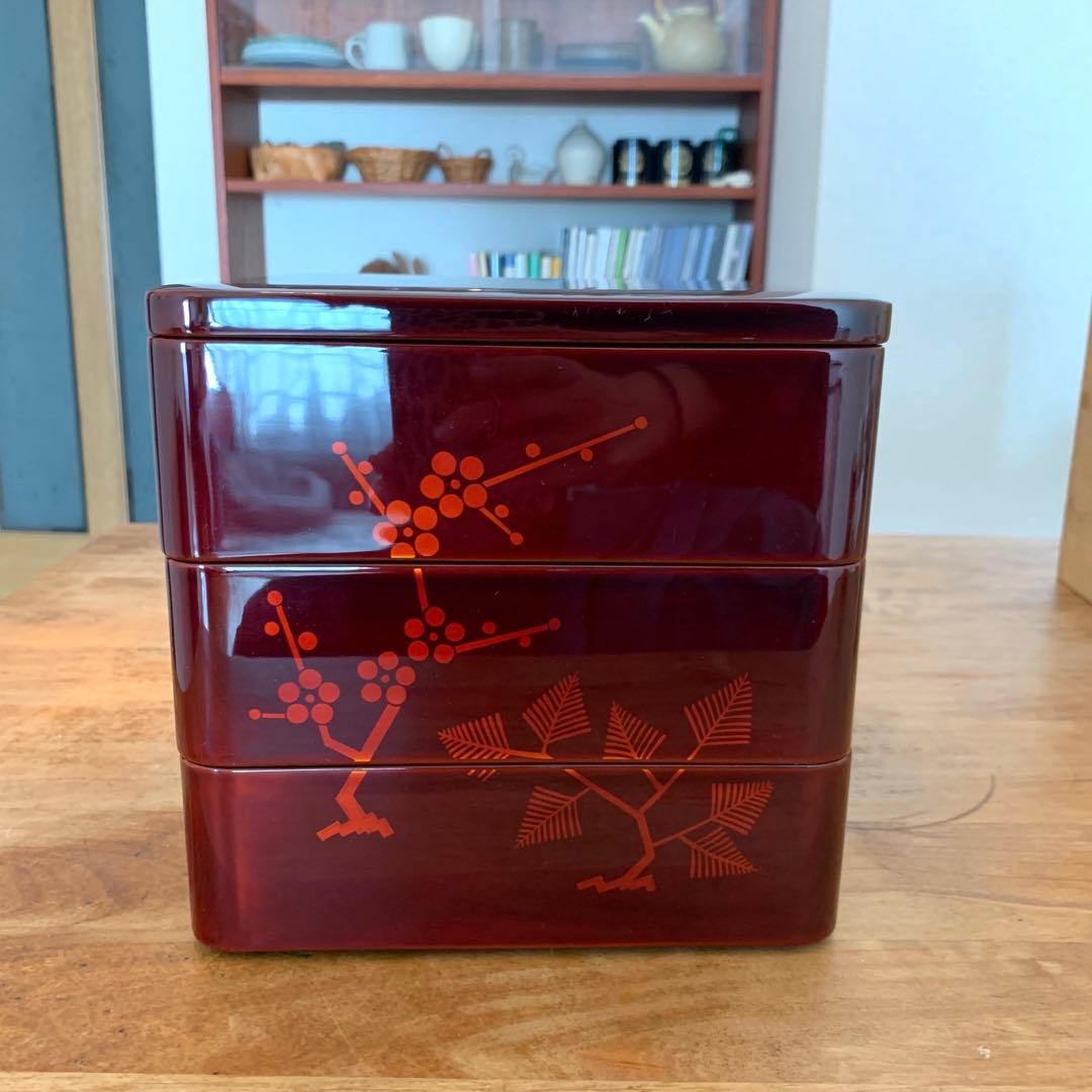 輪島塗り　三段重　重箱　漆 お節