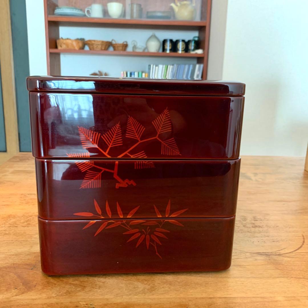 輪島塗り　三段重　重箱　漆 お節