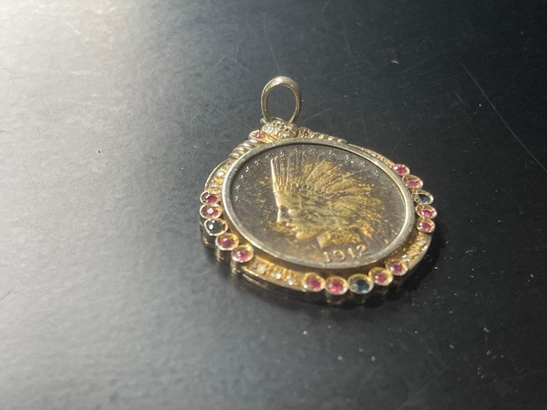 アンティーク調 インディアンヘッド モチーフ ペンダント