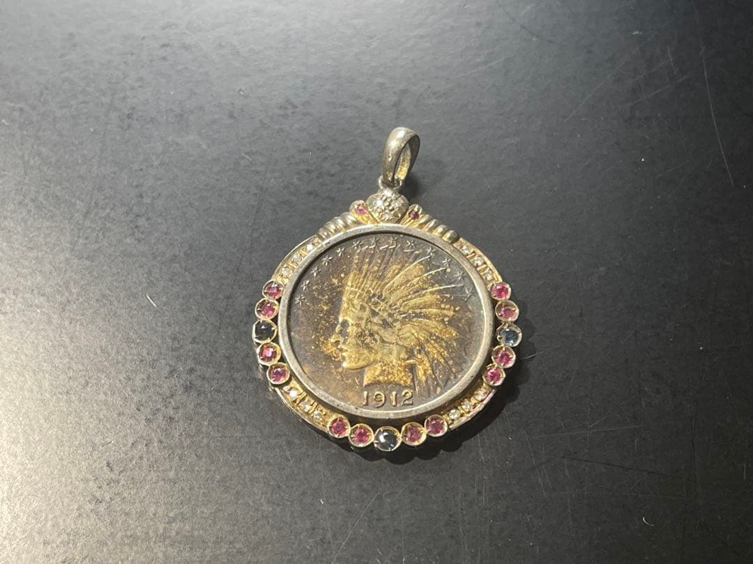 アンティーク調 インディアンヘッド モチーフ ペンダント