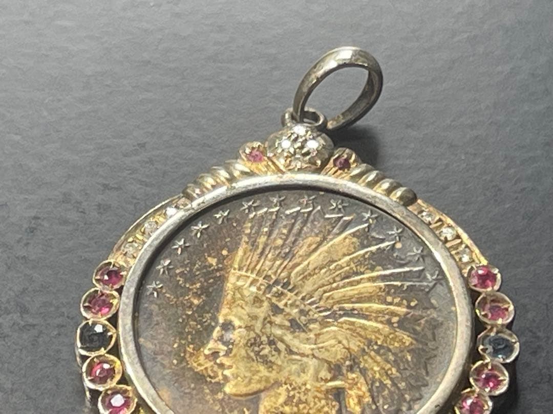 アンティーク調 インディアンヘッド モチーフ ペンダント