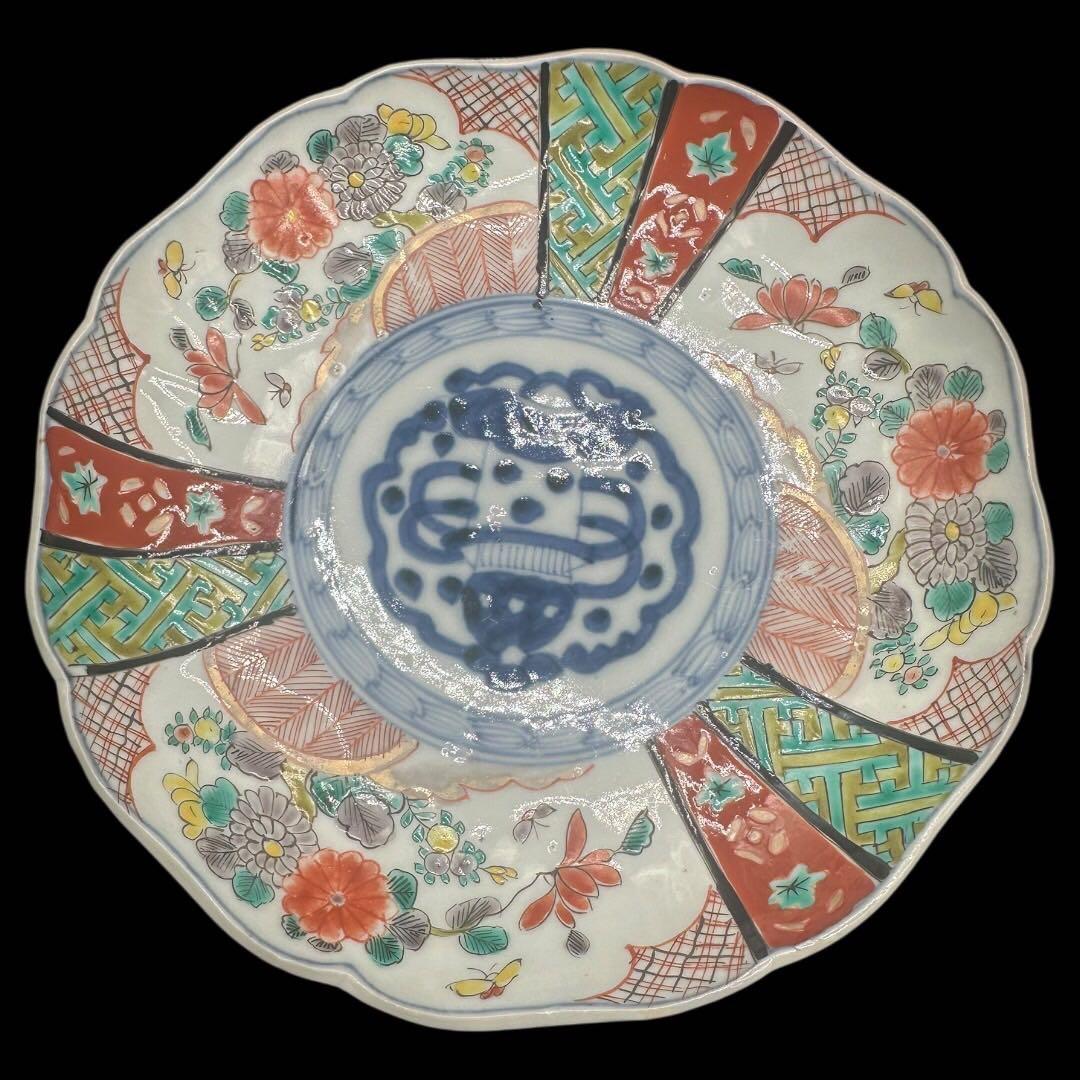 明治時代 色絵 中皿 希少 5客揃え 和食器 古伊万里 時代物 手書き