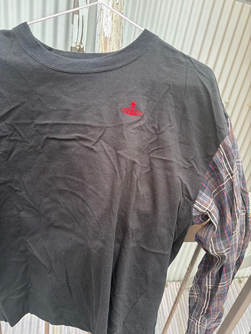 タータンチェックブロッキングポイントスリーブトップ