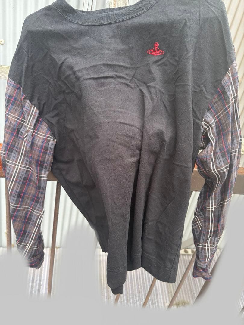 タータンチェックブロッキングポイントスリーブトップ