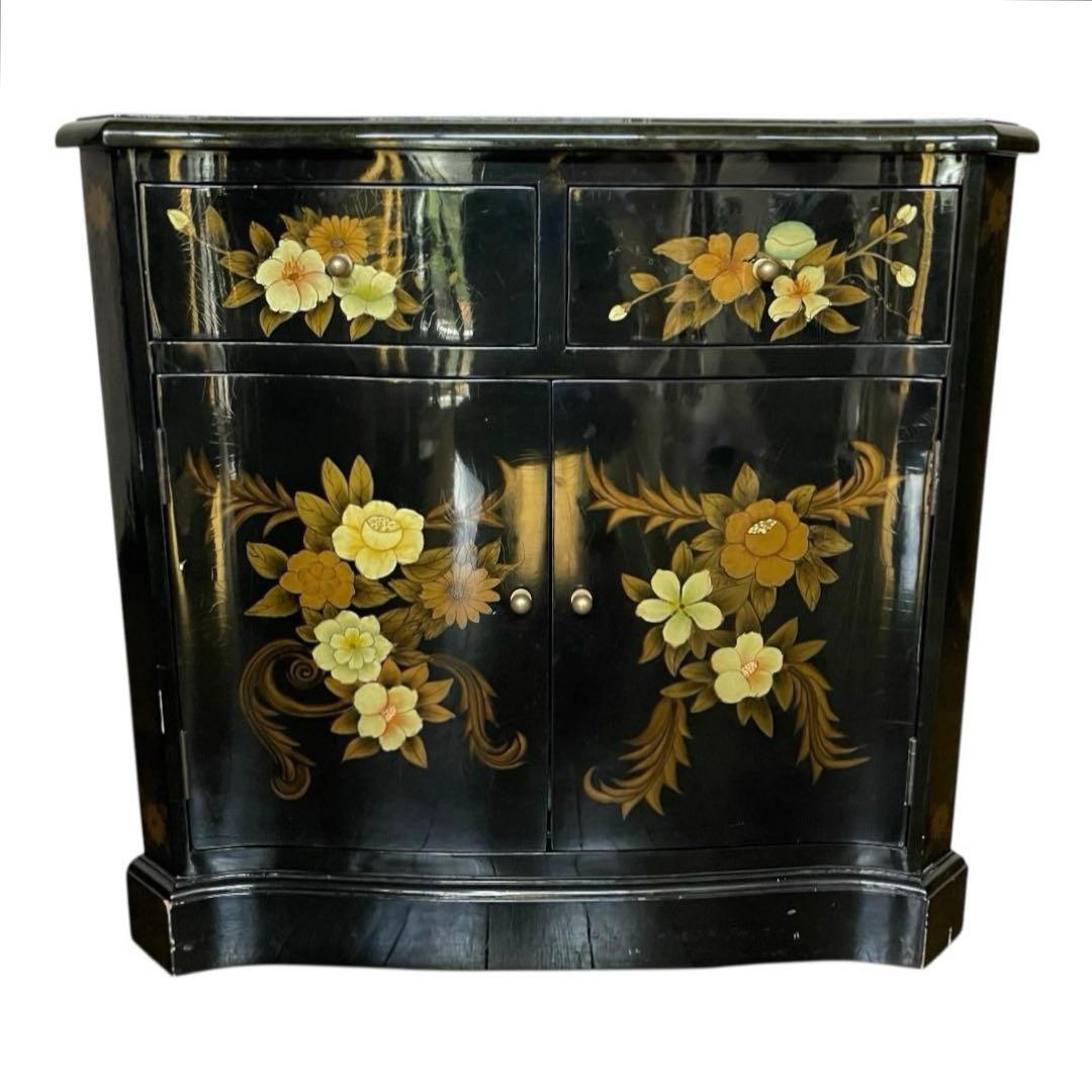 【ヴィンテージ・キャビネット】45X81X77 花柄の装飾箪笥　アジアン家具