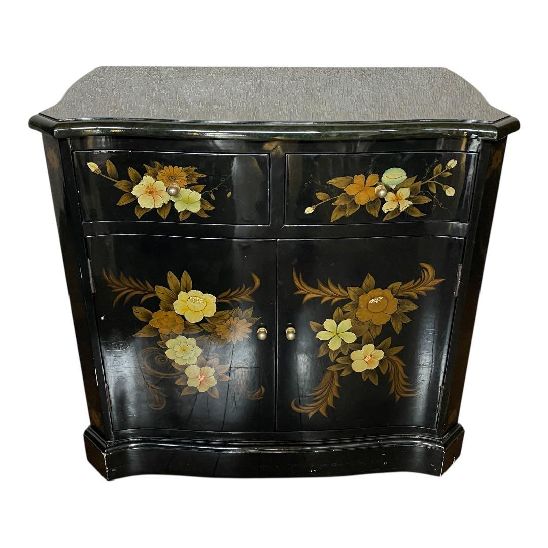 【ヴィンテージ・キャビネット】45X81X77 花柄の装飾箪笥　アジアン家具