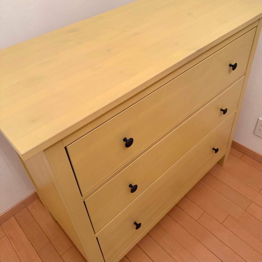 IKEA HEMNES イケア ヘムネス 3段 チェスト イエロー