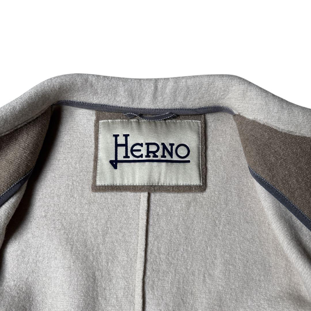 【美品】HERNO バイカラー ロングコート アイボリー ヘルノ