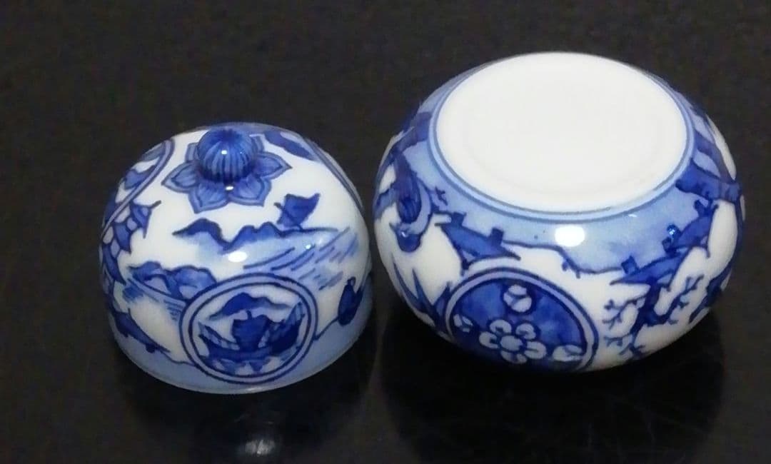 西村徳泉作　染付　祥瑞　瓢　香合　共箱　茶道具