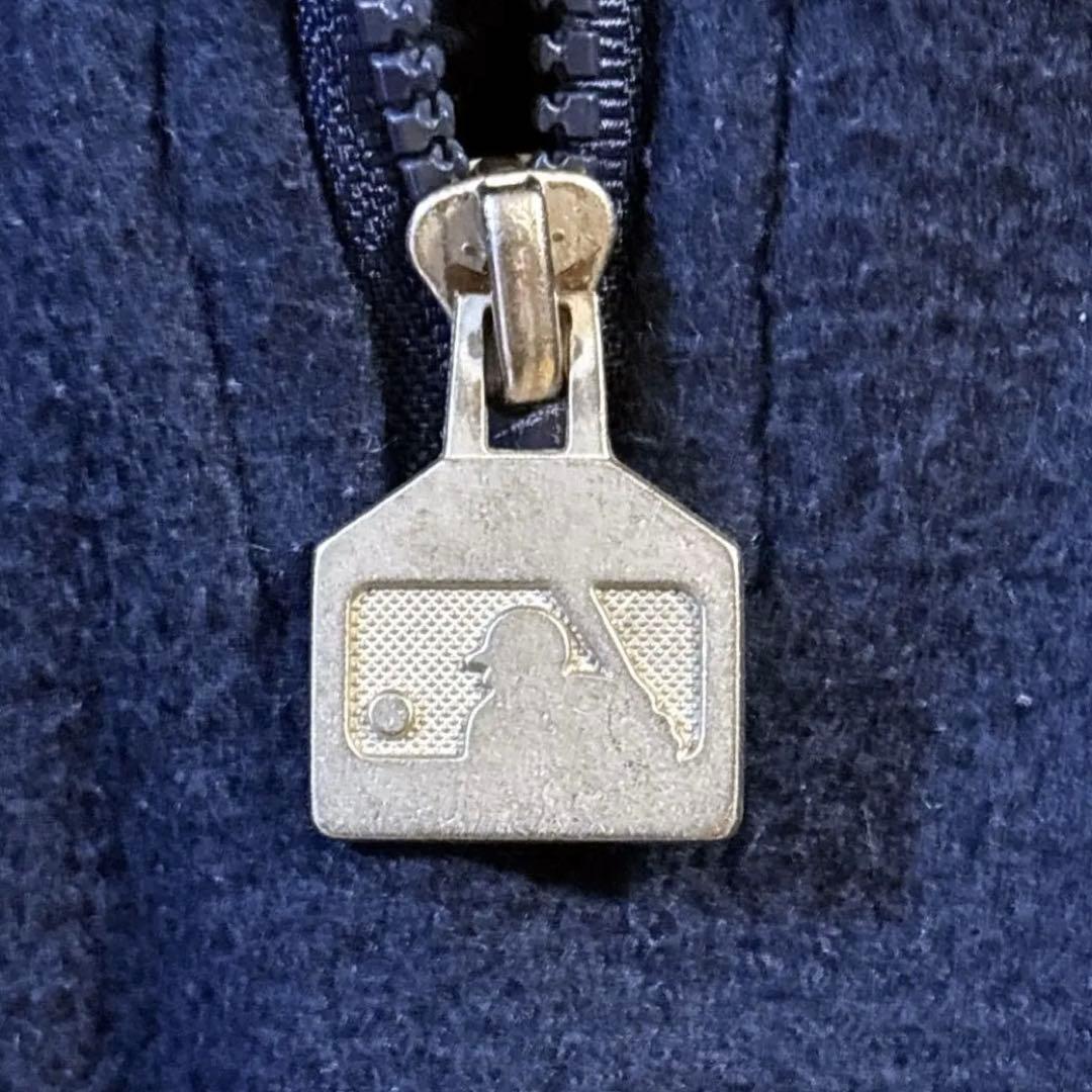 90s US古着　MLBインディアンス　ハーフジップフリース　M ネイビー　刺繍
