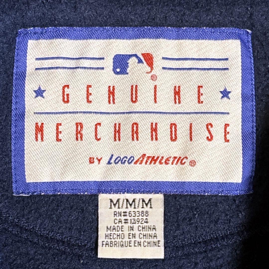 90s US古着　MLBインディアンス　ハーフジップフリース　M ネイビー　刺繍