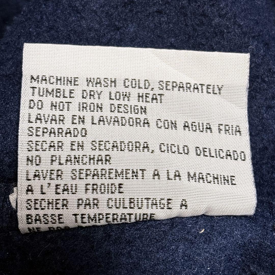 90s US古着　MLBインディアンス　ハーフジップフリース　M ネイビー　刺繍