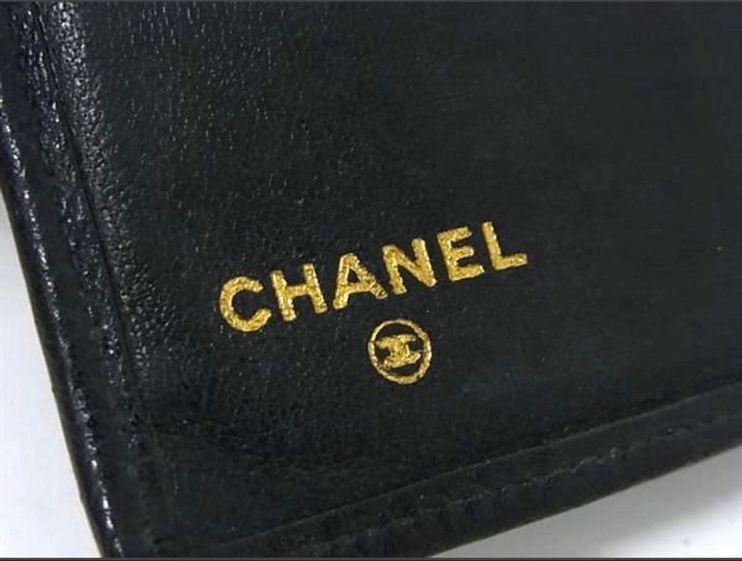 【美品】CHANEL Wホック財布　ビコローレ　キャビアスキン　黒　がま口