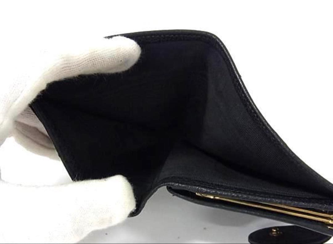 【美品】CHANEL Wホック財布　ビコローレ　キャビアスキン　黒　がま口