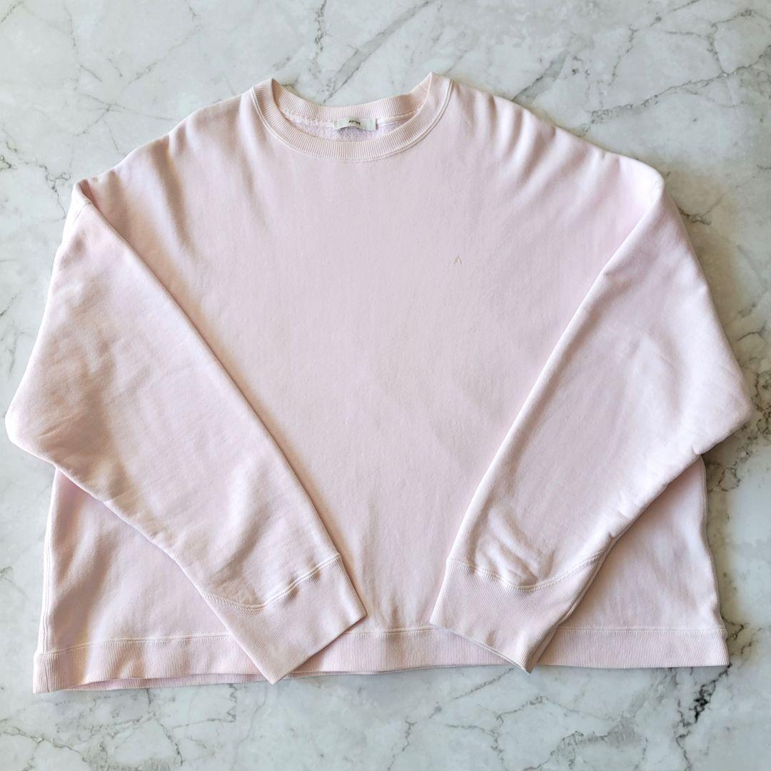 ATON ピンク クルーネックスウェット オーバーサイズ　 エイトン