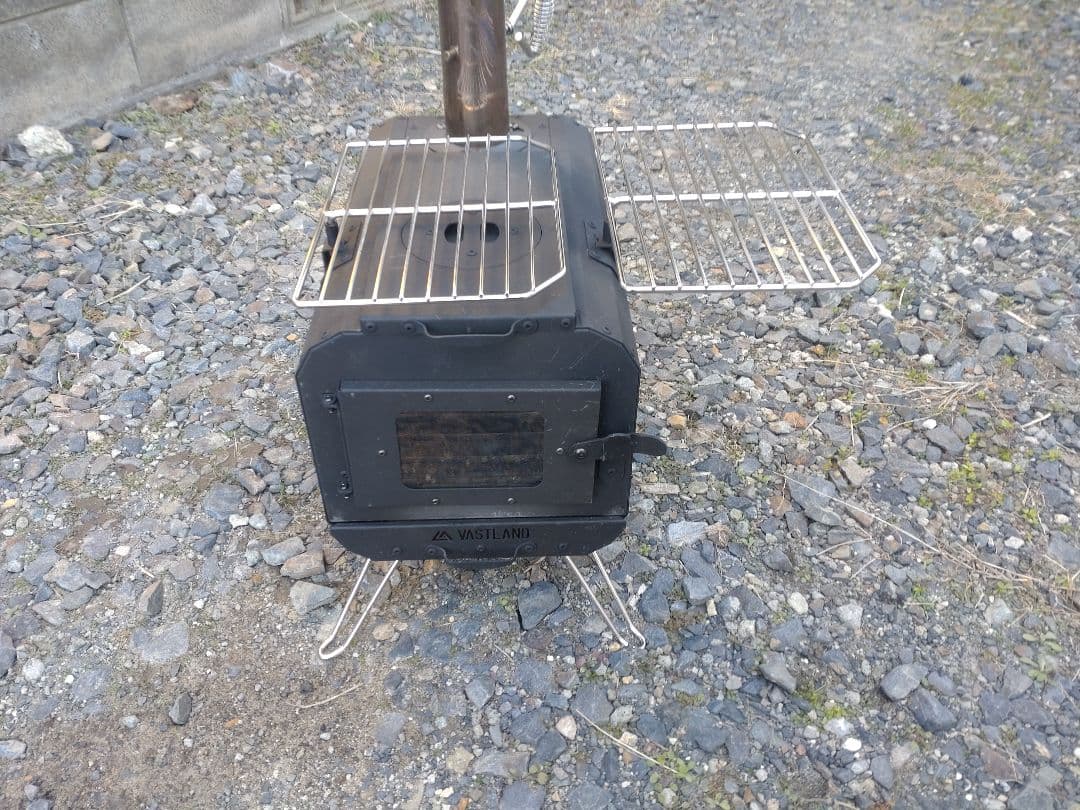 VASTLAND 薪ストーブ クッキングストーブ 耐熱ブラック塗装 3面ガラス窓