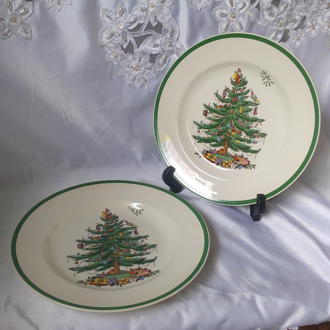スポード　27cmプレート（2枚） クリスマスツリー