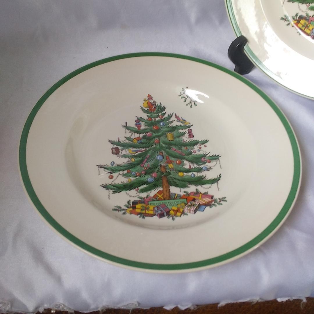 スポード　27cmプレート（2枚） クリスマスツリー