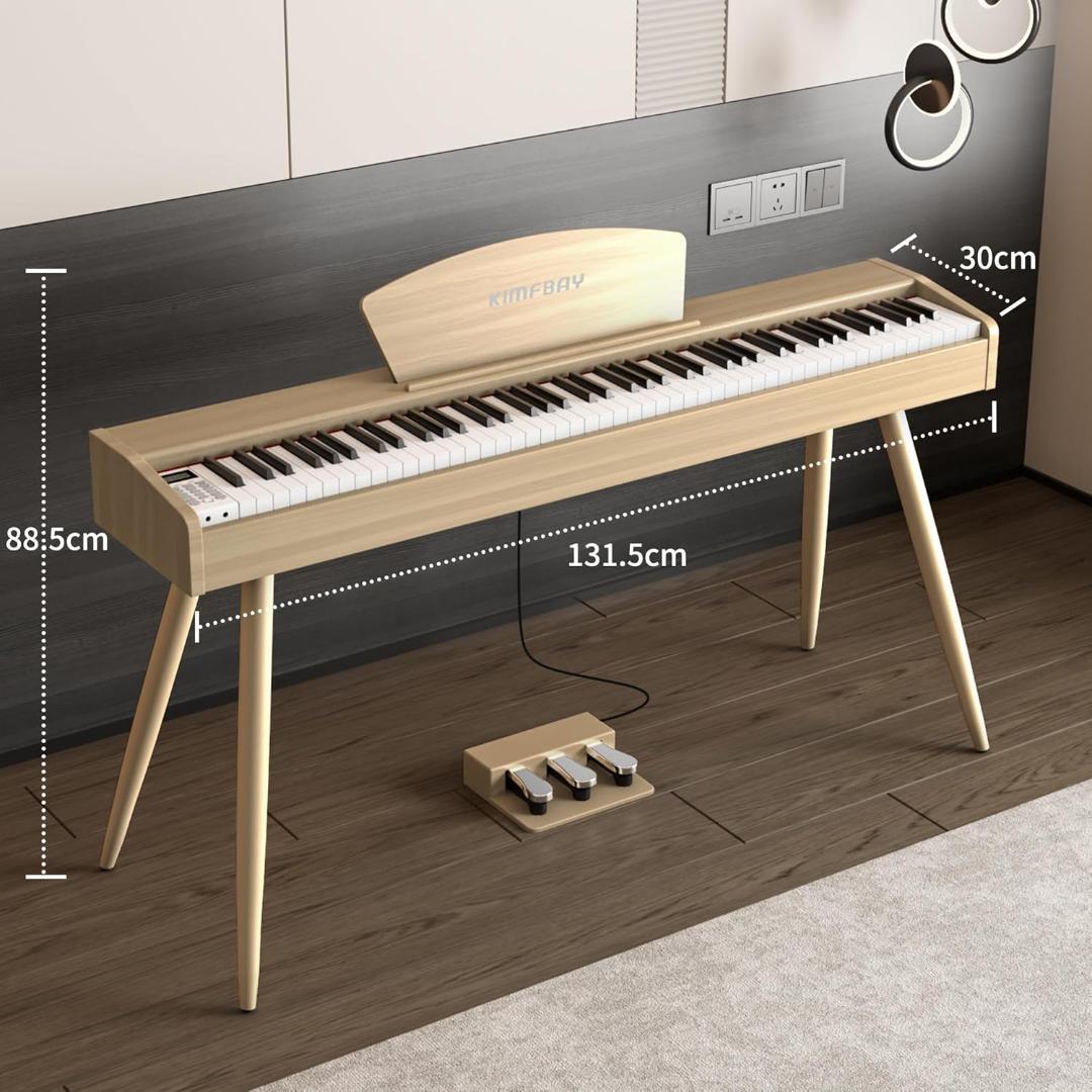 電子ピアノ 88鍵盤 ハンマーアクション鍵盤 木製スタイル ベージュ 3本ペダル