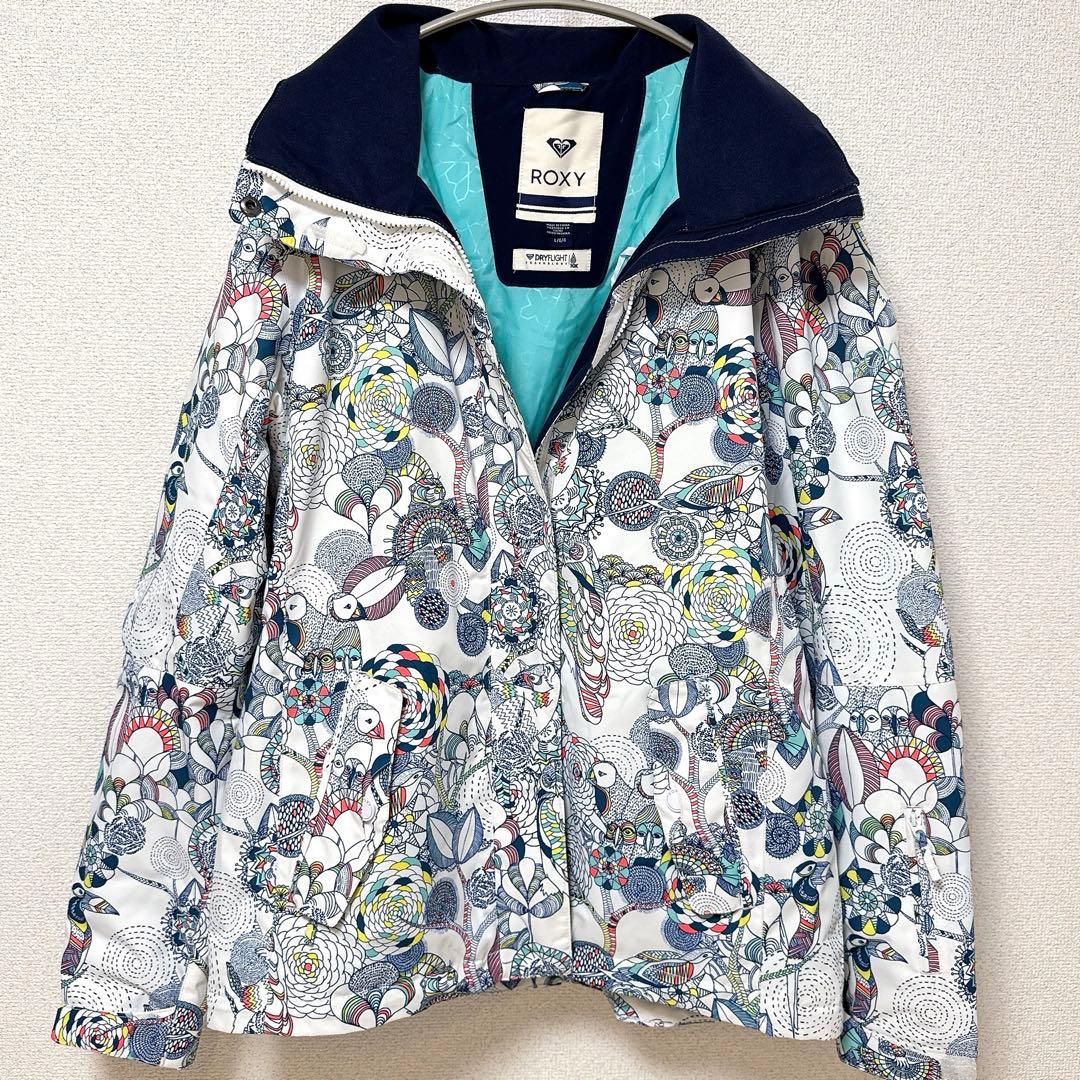 ROXY スノーボードジャケット 花柄 鳥柄 Lサイズ