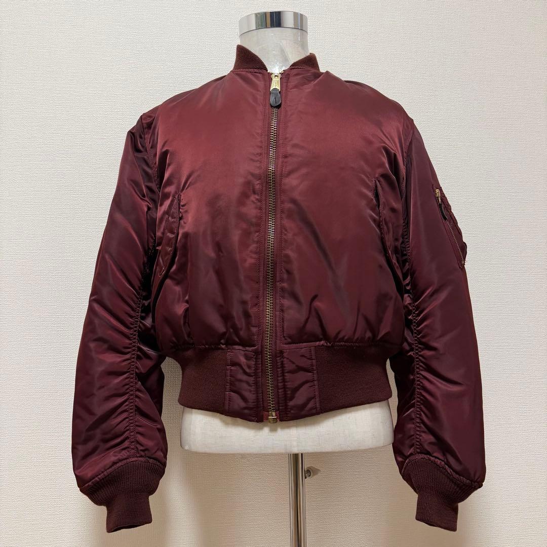 アルファ MA-1 USA製 リバーシブル ボルドー×オレンジ 短丈 Y2K M