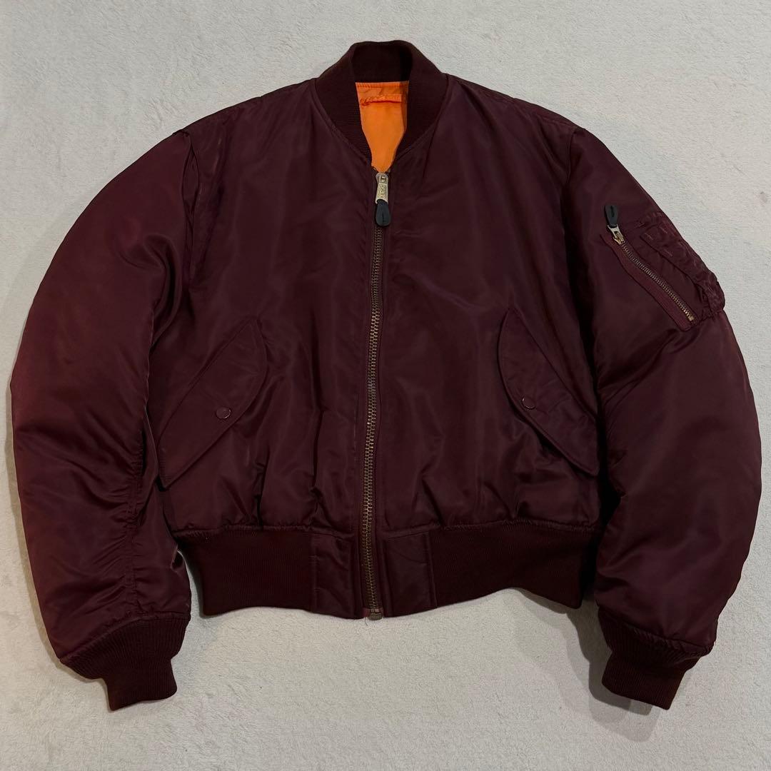 アルファ MA-1 USA製 リバーシブル ボルドー×オレンジ 短丈 Y2K M