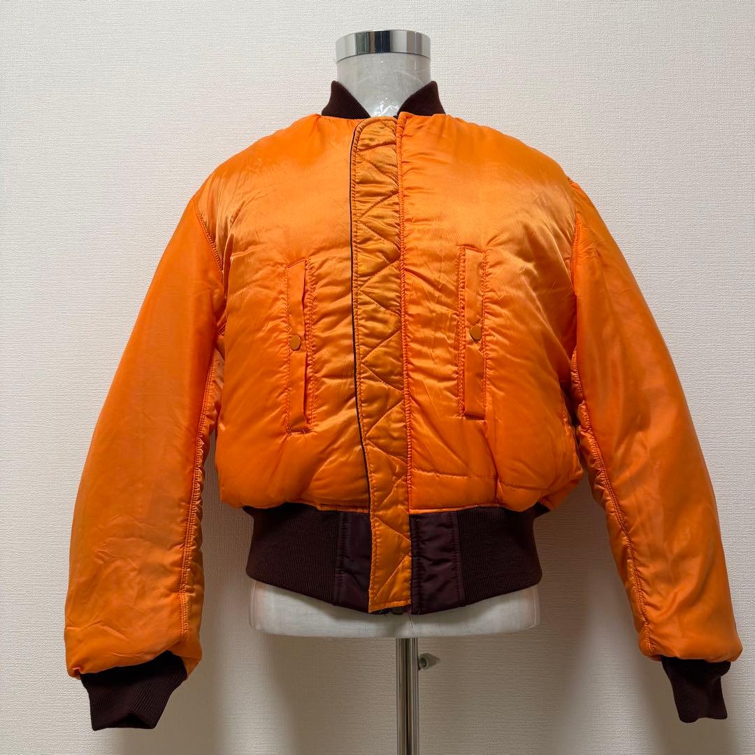 アルファ MA-1 USA製 リバーシブル ボルドー×オレンジ 短丈 Y2K M