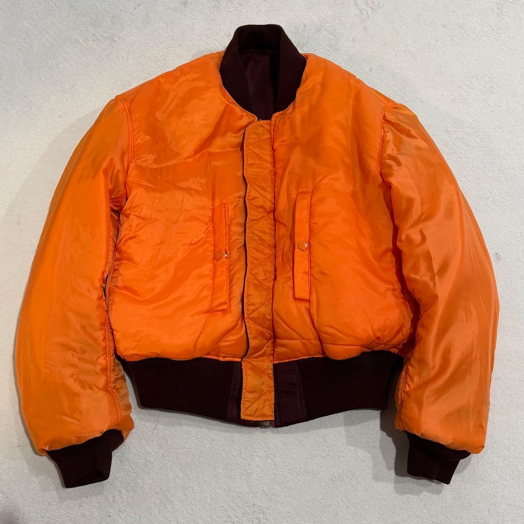 アルファ MA-1 USA製 リバーシブル ボルドー×オレンジ 短丈 Y2K M